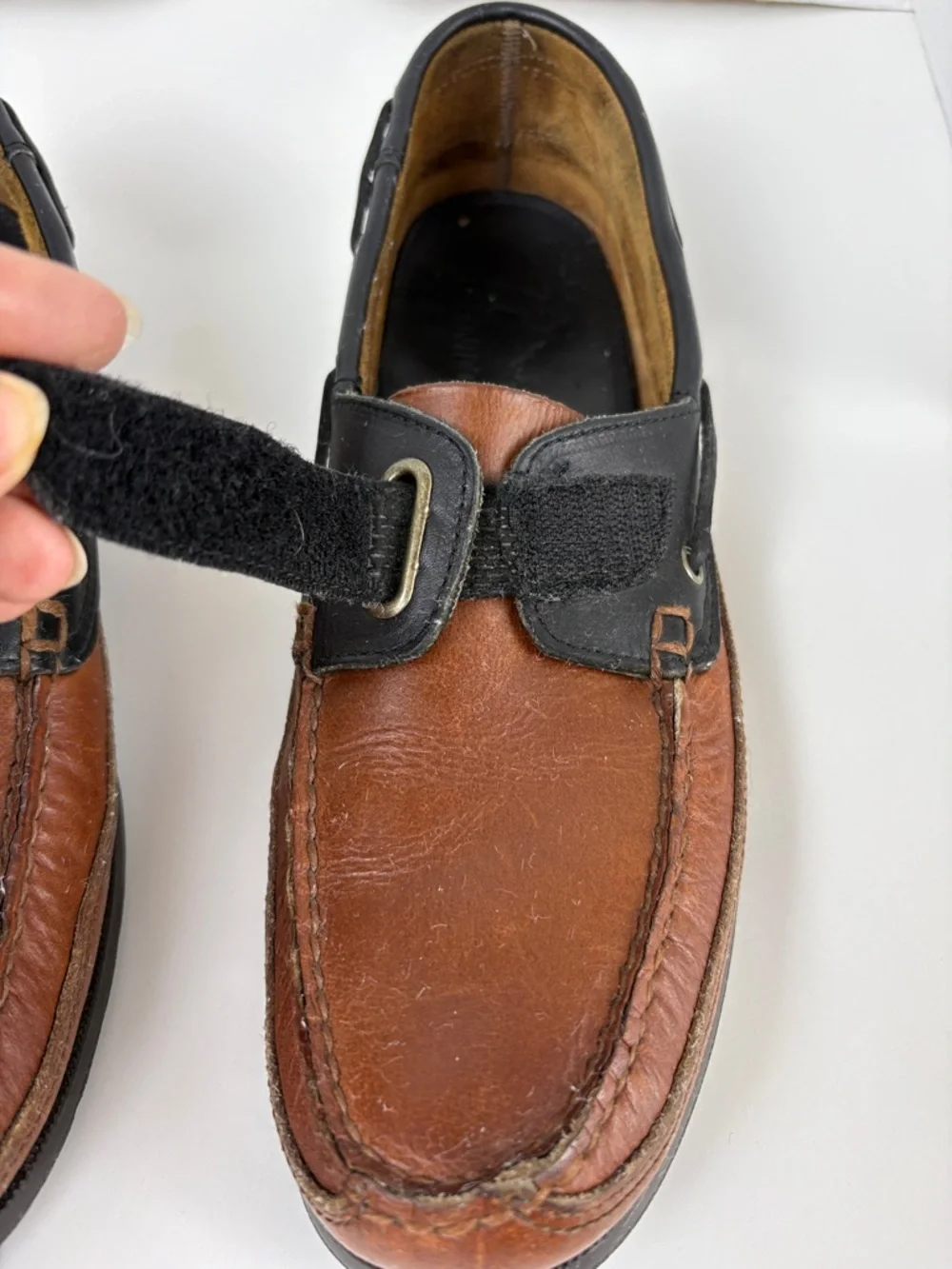 Life Outdoors Men's Two-Tone Brown and Black Leather Boat/Loafers 11.5AA